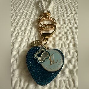 Louis Vuitton Blue Crystal Heart Keychain